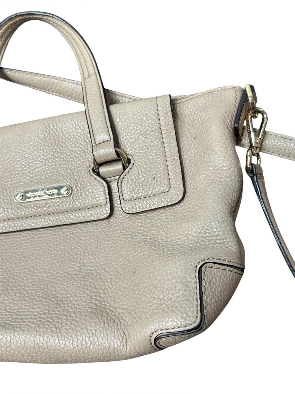 Michael Kors Bag Leather Mackenzie Beige Satchel Crossbody Shoulder Purse MK - Picture 6 of 10